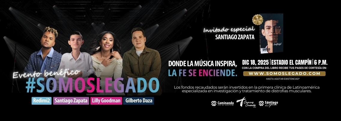 Banner oficial de #SOMOSLEGADO, campaña benéfica para construir la primera clínica en Latinoamérica enfocada en distrofias musculares y movilidad reducida en niños y jóvenes.